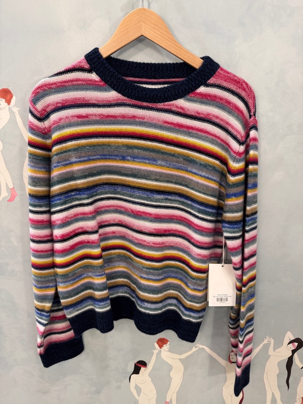 Suzie Kondi Striped Kismet Sweater in Pink, Yellow, Blue, Navy & Cream